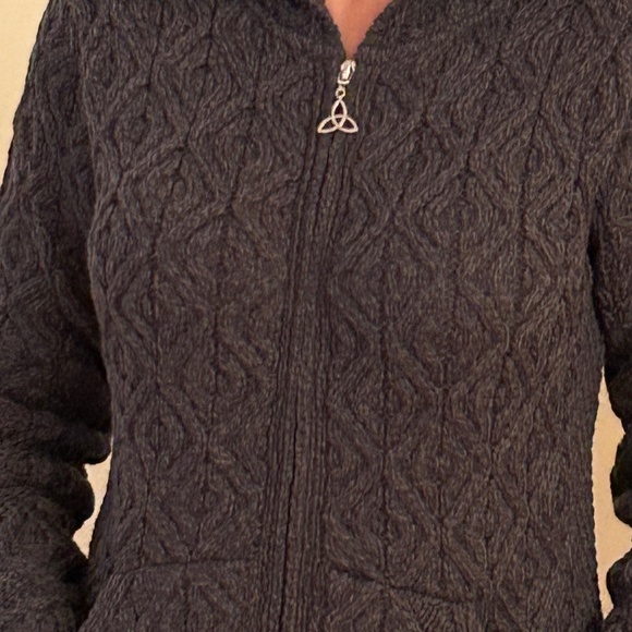 NWT Aran Crafts merino cable hoodie sweater cardigan S - Picture 15 of 16